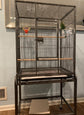 53-Inch Pet Cage Wrought Iron Birdcage with Rolling Stand