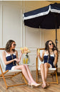 Set of 2 Beach Sling Chair Set Patio Lounge Chair Outdoor Reclining Chair