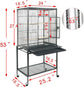 53-Inch Pet Cage Wrought Iron Birdcage with Rolling Stand