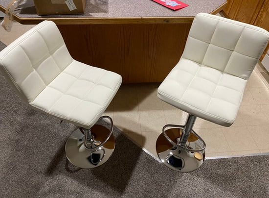 Set of 2 Bar Stools Pu Leather Swivel Adjustable Hydraulic Bar Stool