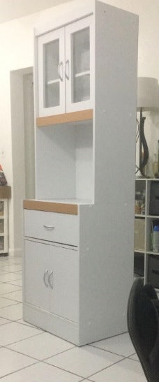 Long Standing Kitchen Cabinet with Top & Bottom Enclosed Cabinet Space