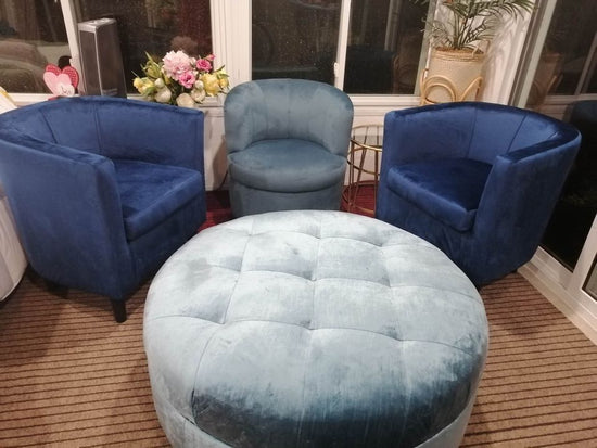 NEW Set of 2 Velvet Accent Chair Modern and Comfortable Armchairs Upholstered Barrel Sofa