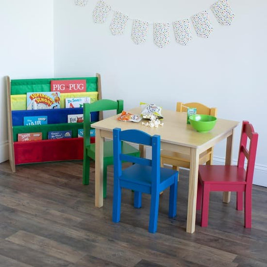Primary 5-Piece Kids Natural Table and Chair Set