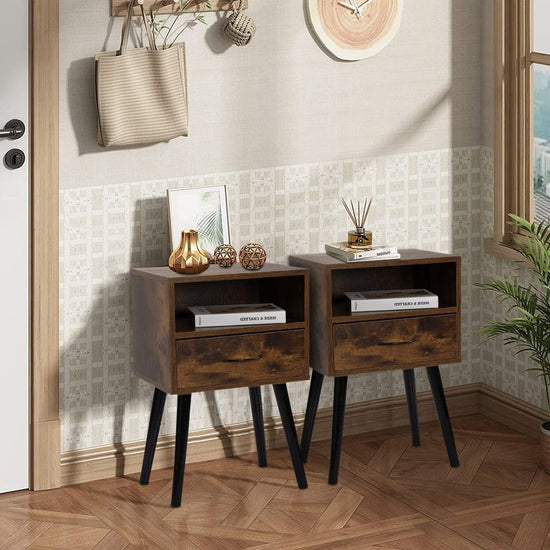 Night Stand Set of 2 Solid Metal Legs Furniture Bedside Table BRAND NEW