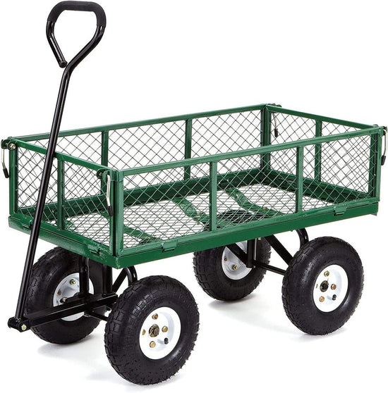 Wagon Steel Garden Cart with Removable Sides 400-lbs. Capacity Green