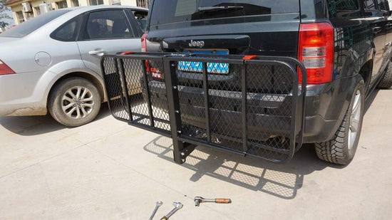 500LB FoldAway Steel Mesh Cargo Rack Basket Carrier Luggage Hitch Tow Bar 60x20"