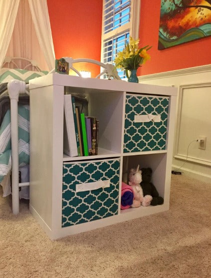 4-Cube Storage Organizer, White Texture (Bin Box Not Included)