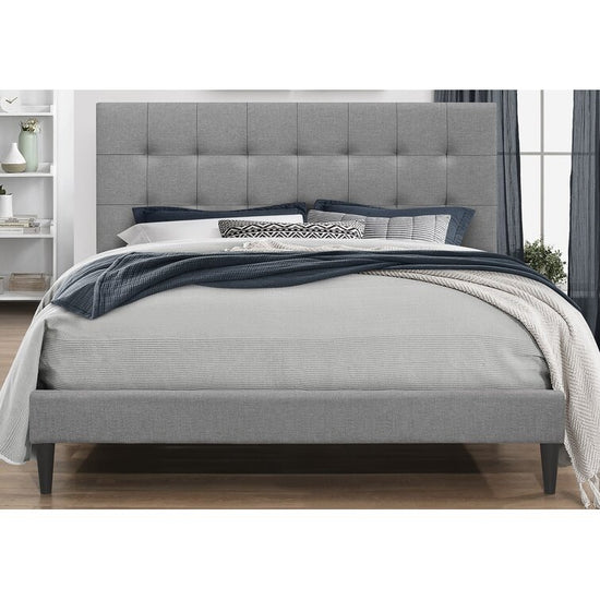 Queen Bed Frame Upholstered, Grey - FREE SHIPPING