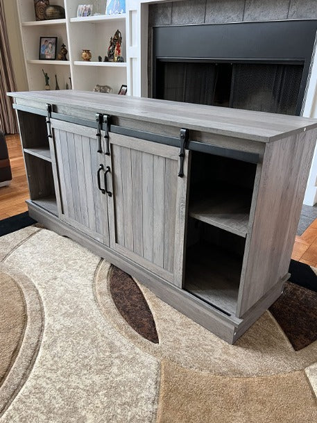 NEW! Farmhouse TV Stand 58" Entertainment Center with Sliding Barn Door