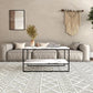 35" White Marble Coffee Table, Rectangle 2-Tier Center Table for Living Room