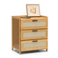 17" Naturals Bamboo Nightstand Bedroom Storage Cabinet Bedside Table w/3 Drawers
