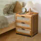 17" Naturals Bamboo Nightstand Bedroom Storage Cabinet Bedside Table w/3 Drawers