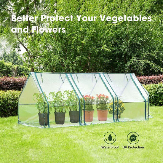 Mini Green House Tunnels, PVC Cover with Roll-up Zipper Door
