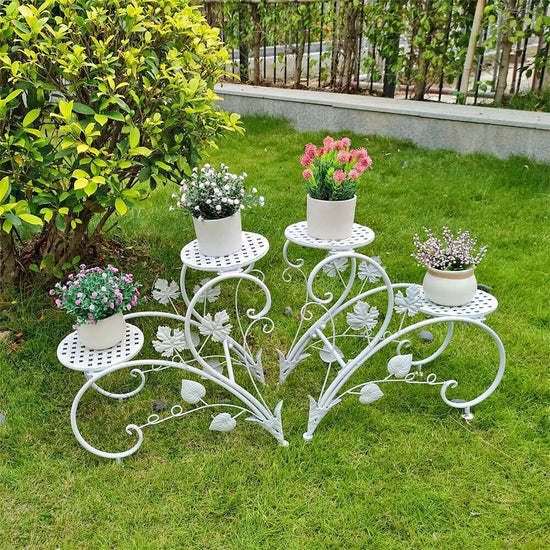 2 PCS Metal Plant Stand Multiple Flower Pot Holder Shelves Display Garden Indoor