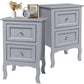 Set of 2 Nightstand Bedroom Bedside Table with Drawers Storage, Country Style Night End Tables