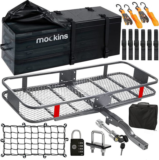 60x20x6 Folding Cargo Carrier Hitch Mount Steel Cargo Basket |500lb Capacity