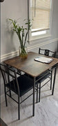 3-Piece Dining Room Wooden Kitchen Table and 2 PU Cushion Chair for Small Space, Retro Brown