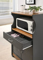 Microwave Cart with One Drawer, Two Doors, and Shelf for Storage, Grey-Oak