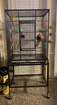 53-Inch Pet Cage Wrought Iron Birdcage with Rolling Stand