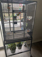 53-Inch Pet Cage Wrought Iron Birdcage with Rolling Stand