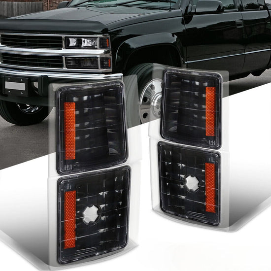 Fit 94-98 Chevy C10 C/K Silverado Suburban Tahoe Black Corner Lamps Signal Light
