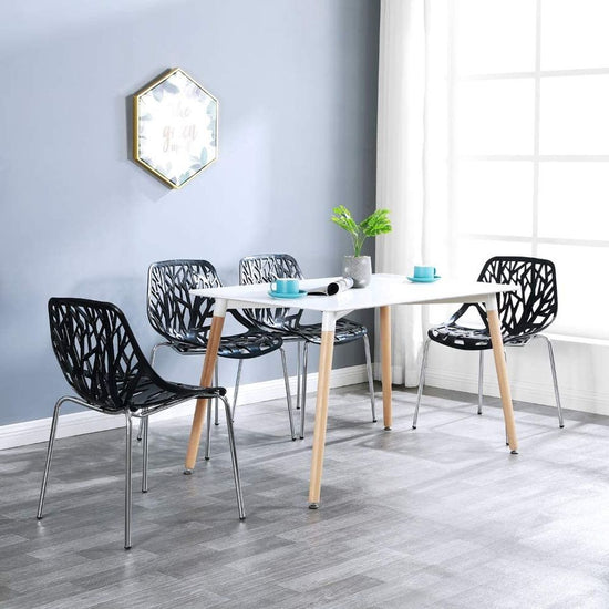 Set of 4 Stackable Dining Chair Kitchen Dining Chairs, Black
