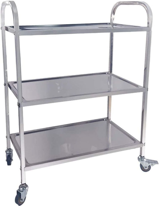 Utility Cart, Stainless Steel 3-Shelf Kitchen Trolley, Up to 300 lbs Capacity