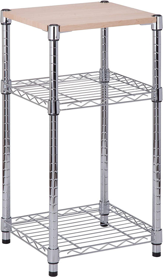 Chrome 3-Tier Steel and MDF Garage Storage Shelving Unit