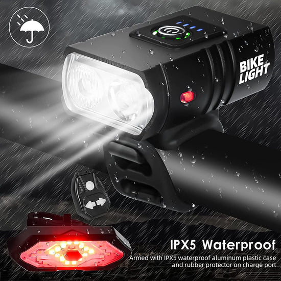 USB Rechargeable Bicycle Light Front & Back, 1000 Lumen Bicycle Headlight & Rear Taillight
