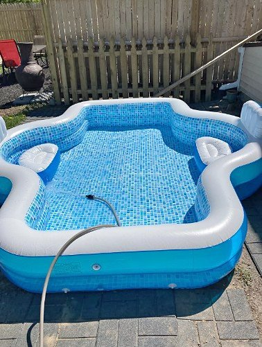 Family Pool 10 Feet Long 2 Inflatable Seats with Backrests