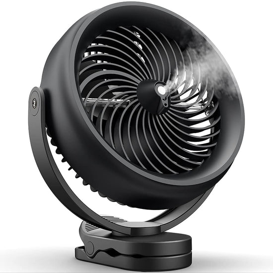 10000mAh Battery Operated Misting Fan with Clip, 8-Inch Mist Fan for Desk, Detachable Battery