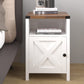 2 Pcs Farmhouse Night Stands, Wooden End Table with X Barn Door and Open Shelf, Bedside Tables