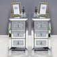 Set of 2 Mirrored Nightstand 3 Drawer Side Bedside Table for Bedroom Living Room